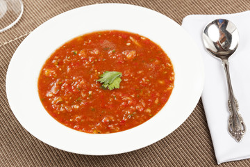 Fresh Homemade Cold Gazpacho Soup