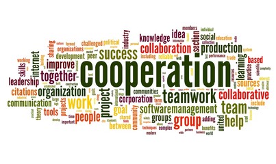 Cooperation concept in word tag cloud on white - 44054892