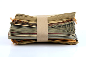 Paper folded and isolated on white.