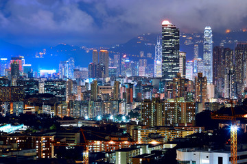 Fototapeta na wymiar downtown in Hong Kong view from high at night