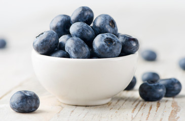 Blueberries on wooden table