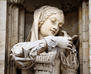 Medieval princess with a pigeon on shoulder