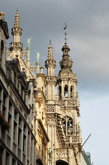 Medieval gothic facades of Grand Place in Brussels