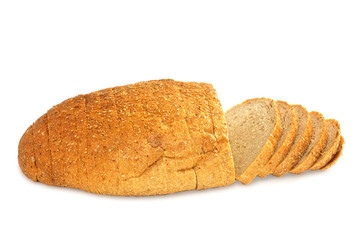 Sliced loaf of bread isolated on white