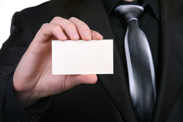 Holding a business card