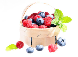 Composition of fruits with mint leaves