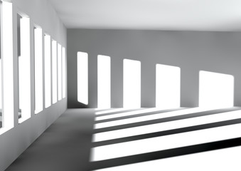 white room with sun light coming through the windows