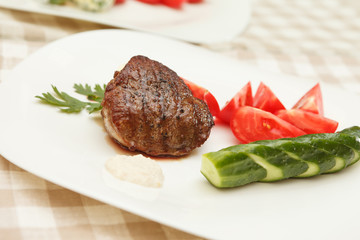steak with fresh vegetables