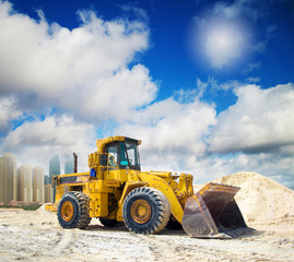 Construction tractor in Dubai, United Arab Emirates.