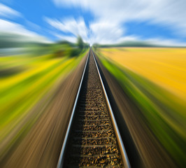 Railway track blurred
