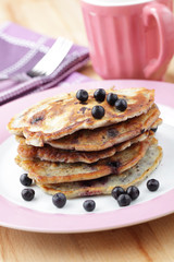 Blueberry pancakes with honey
