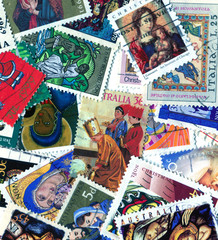 Collection of various Christian postage stamps