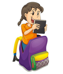a girl in the school bag