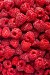 Ripe rasberry fruit horizontal close up background.