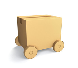 cardboard box on wheels