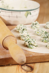 Cooking ravioli with spinach and ricotta