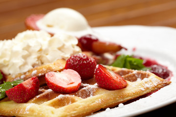 Waffles with strawberry