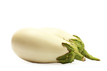 Fresh eggplants isolated on white.