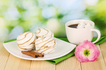 Air marshmallows on nature background