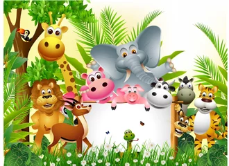 Cercles muraux Zoo dessin animé drôle d& 39 animal avec signe vierge