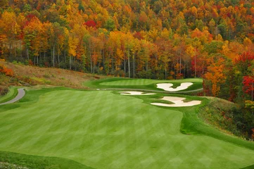 Photo sur Aluminium Golf Parcours de golf de montagne d& 39 automne