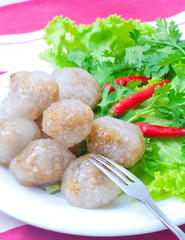 Kanom sago; Thai dessert ; powdery starch from certain sago palm