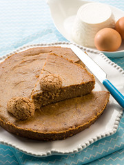 pie with cocoa ricotta and biscuit