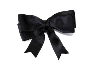 black ribbon bow isolated on white