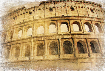 Fototapety  wielkie włoskie zabytki - Koloseum, zdjęcie w stylu vintage