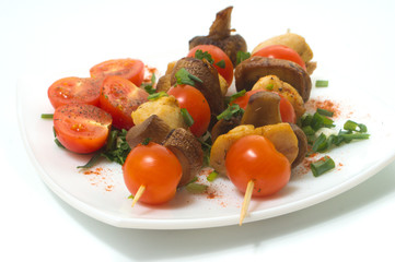 Roasted chicken with mushrooms and tomatoes