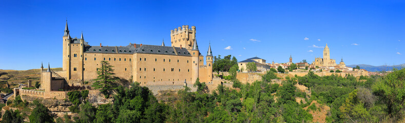 Panoramic view of Alcazar in the center of Segovia