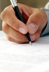 the hand of the man does entries in official papers