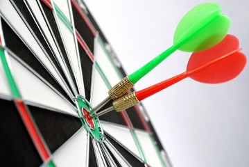 darts arrows in the target center