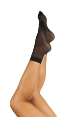 Black nylon socks female feet