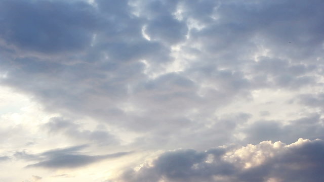White clouds on blue sky, timelapse