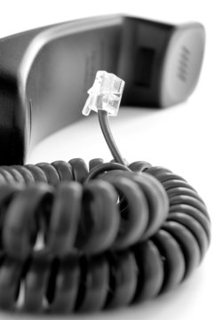 phone and cable on a white background