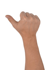 men's hand make thumbs up isolated over white