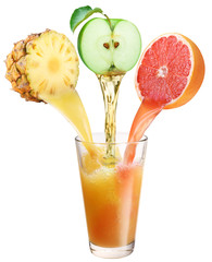 Juice flowing into the glass.