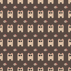 Obraz premium seamless picture with cute cats and fish