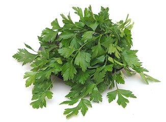 a bunch of parsley on a white background