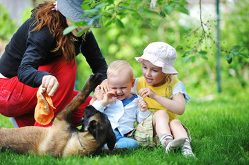 Family with dog