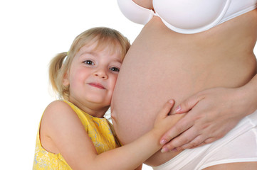 girl with  pregnant mother