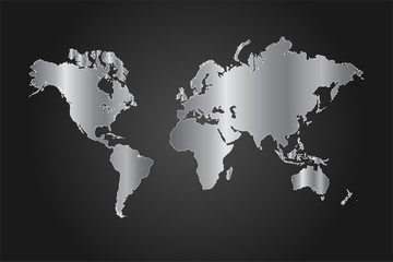 Black and Silver World Map Vector Illustration