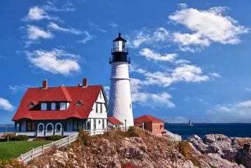 Zelfklevend Fotobehang Portland Head Lighthouse in Cape Elizabeth, Maine © leekris