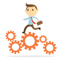 Businessman jump engine on white background