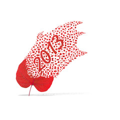 Red leaf of 2013 year on white background