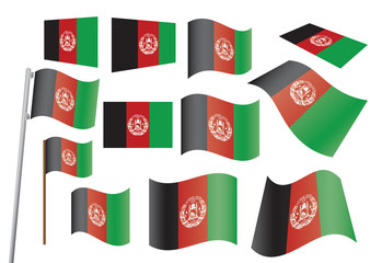 set of flags of Afghanistan vector illustration