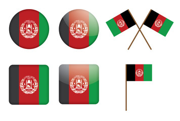 set of badges with flag of Afghanistan vector illustration