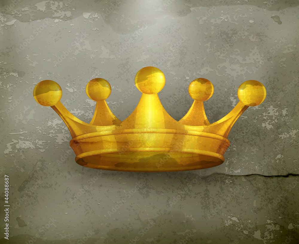 Sticker crown, old-style vector