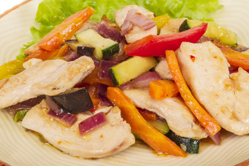 Grilled vegetables and chicken fillet